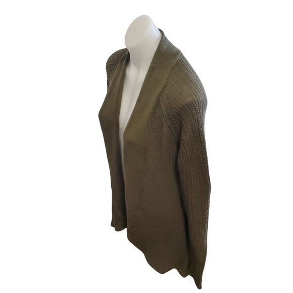 Prana Olive Green Open Front Diamond Cardigan Sweater Med Hemp/Organic Cotton - Picture 8 of 14